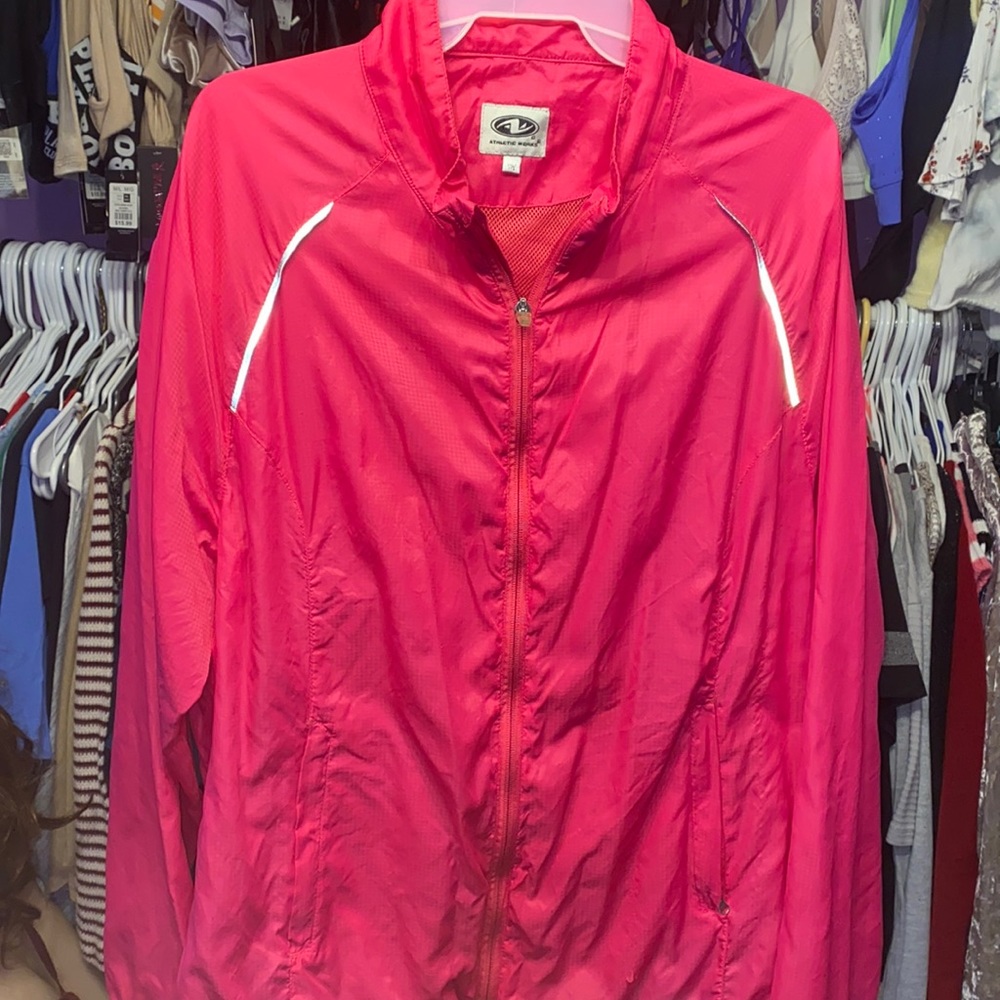 Pink Athletic Works wind breaker mesh back zipper pocket small mark see pics XXL